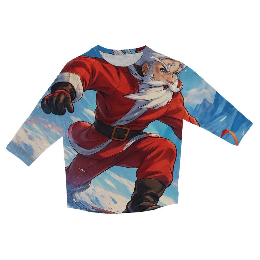 Snowboard Santa Mountain Descent casual three quarter sleeve shirts
