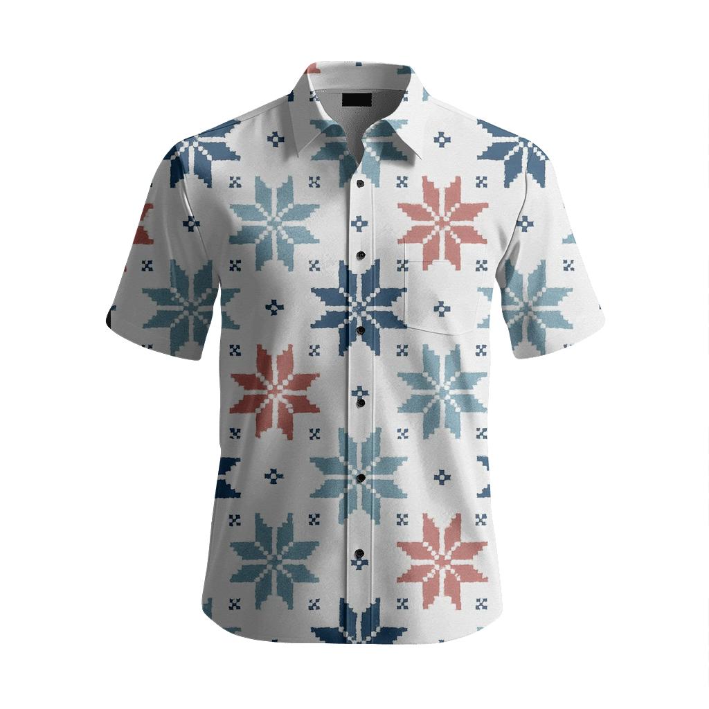 Nordic Folk Star Rosette Grid embroidered logo shirts