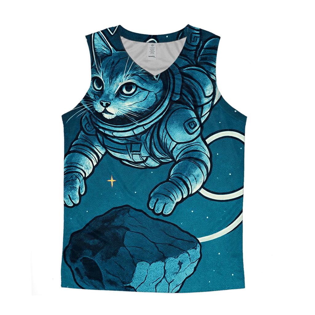 Gravity Drift Astronaut Cat graphic print tank tops