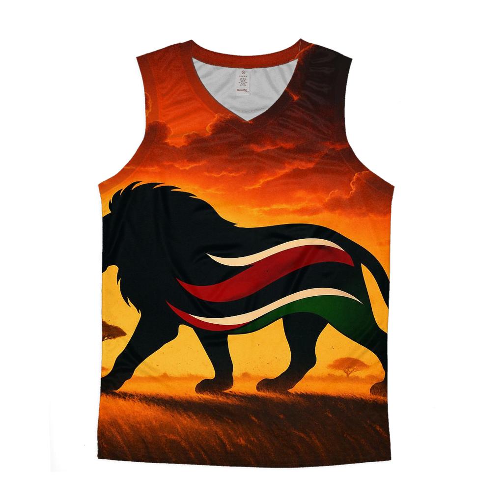 Kenyan Savannah Lion Flag Silhouette casual summer tank tops