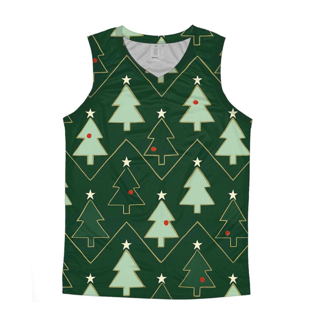 Pine Tree Chevron Forest On Deep Green trendy fitted tank tops