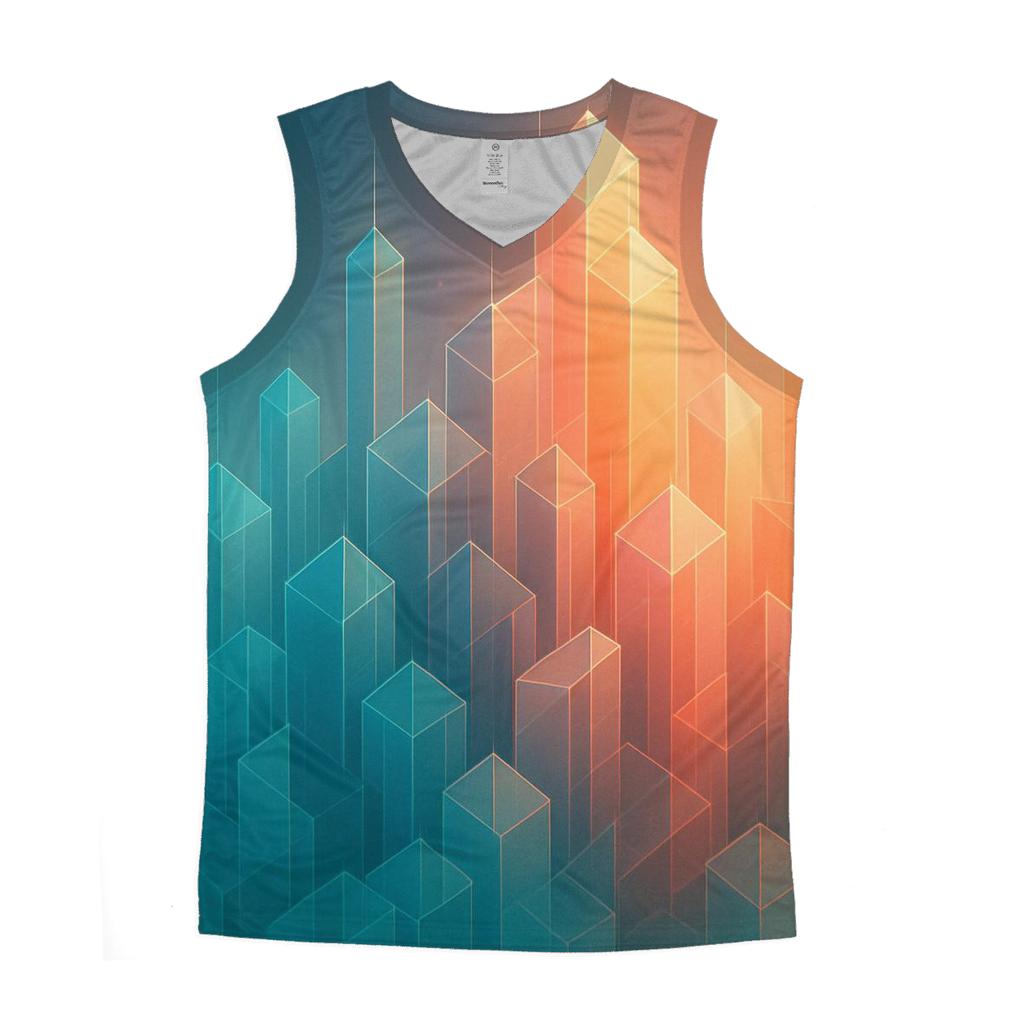 Gradient Lattice Crystal City sports performance tank tops