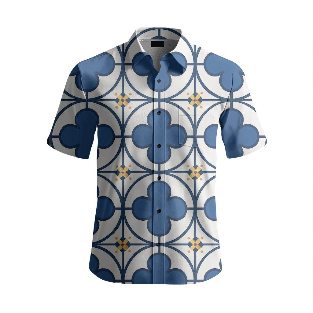 Azulejo Tile Courtyard Grid custom embroidered shirts