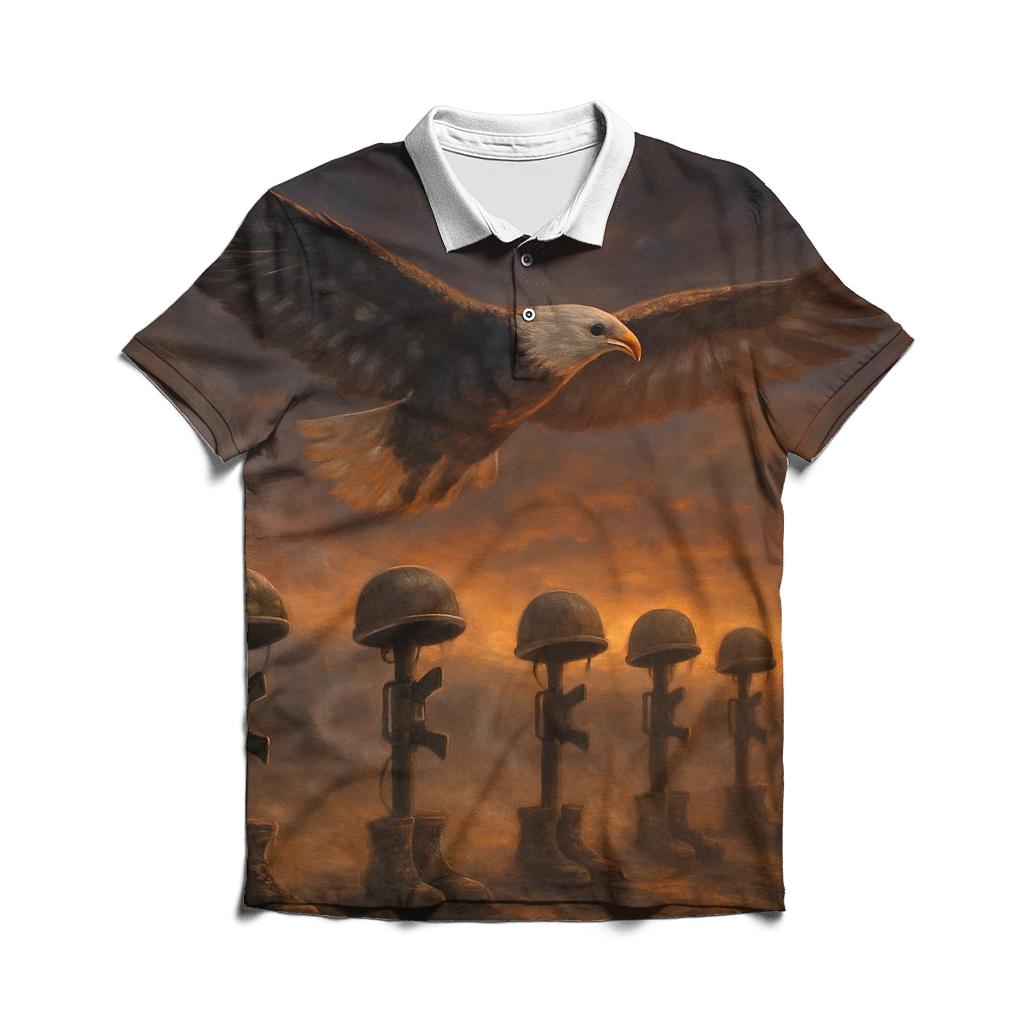 Eagle Over The Fallen Horizon custom polo shirts