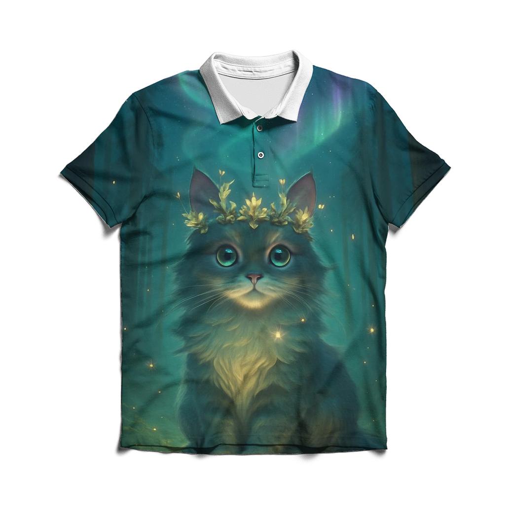 Aurora Crowned Forest Cat custom polo shirts