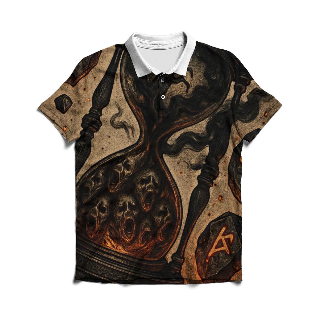 Infernal Hourglass Of Souls embroidered polo tops