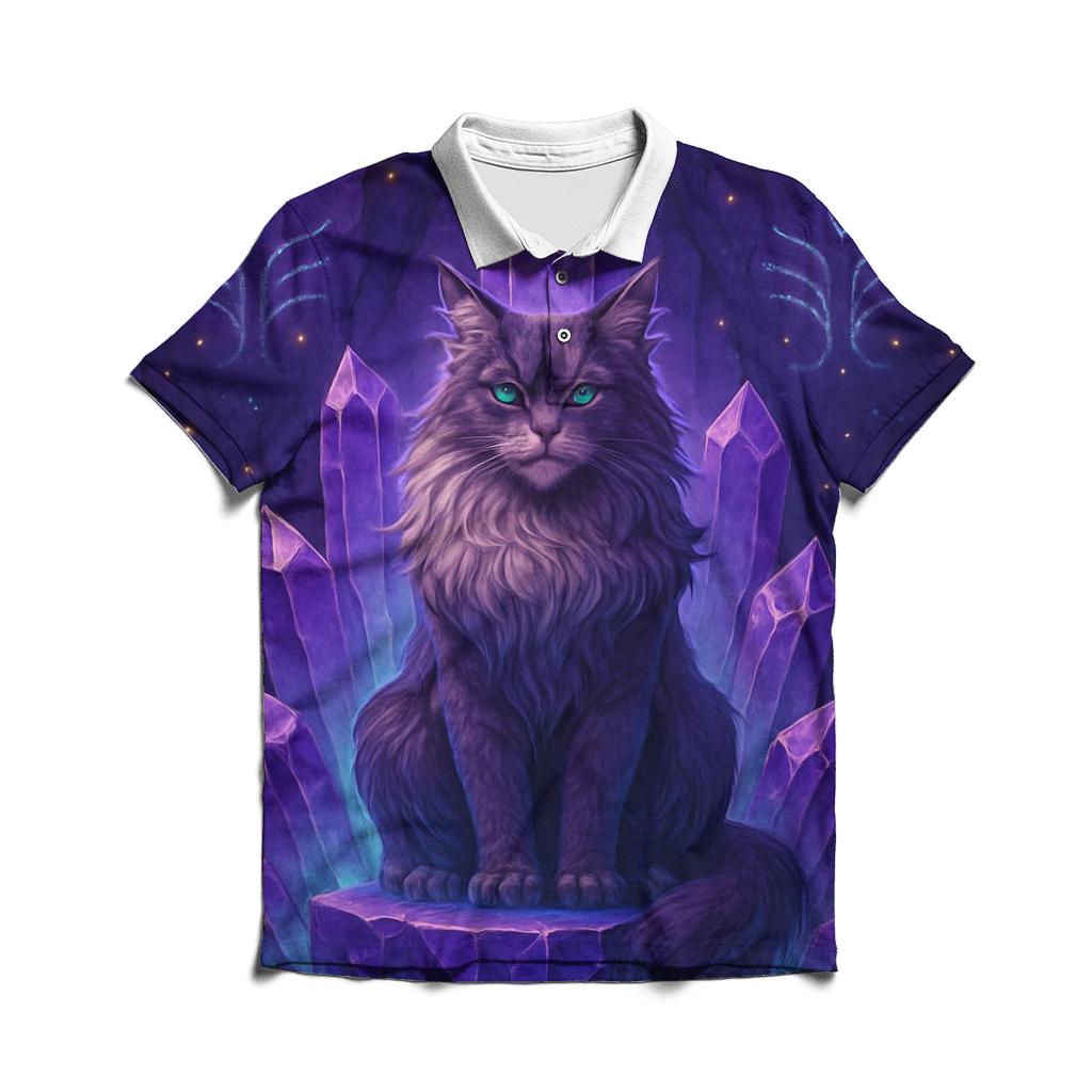 Crystal Cavern Mystic Cat stylish collar polo tees