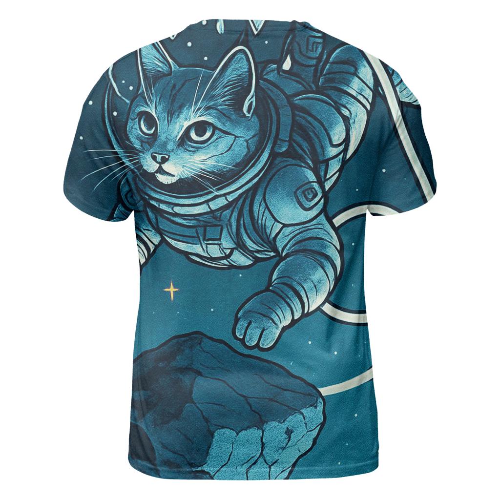 Gravity Drift Astronaut Cat artistic all-over print tops