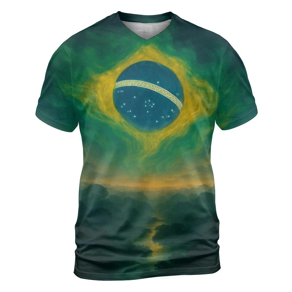 Brazilian Rainforest Flag Aurora creative print fashion shirts