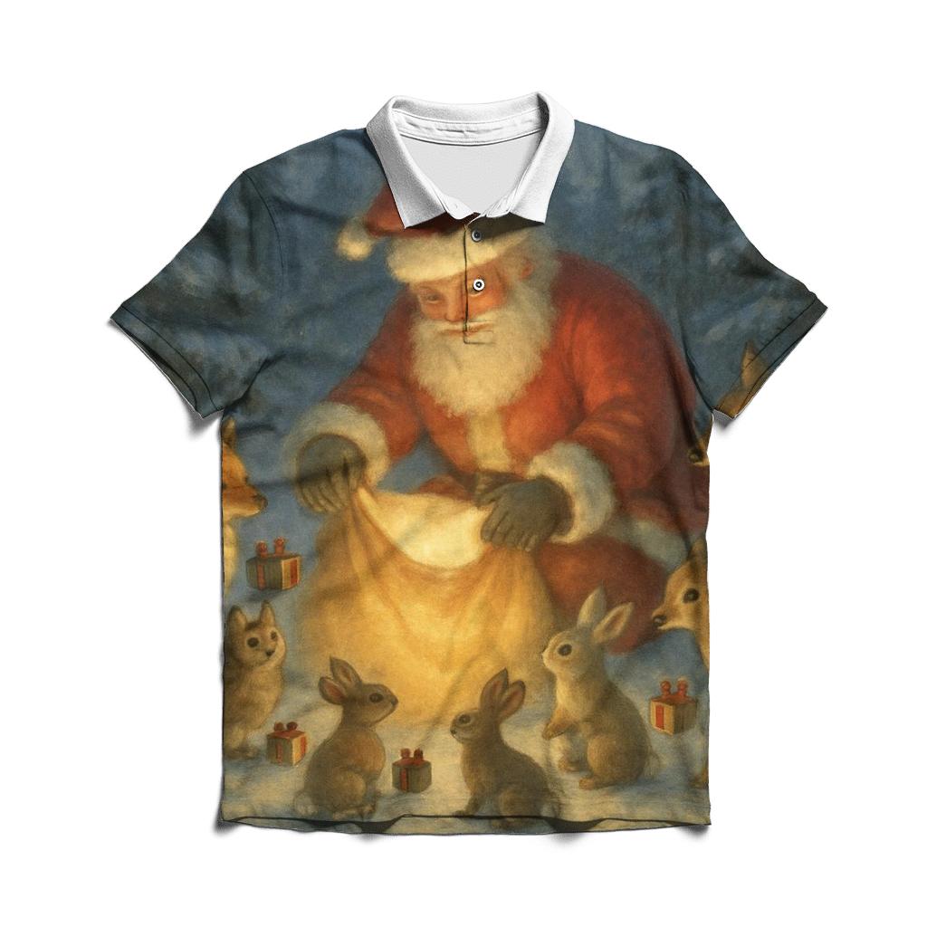 Forest Guardian Santa And Animal Circle stylish collar polo tees