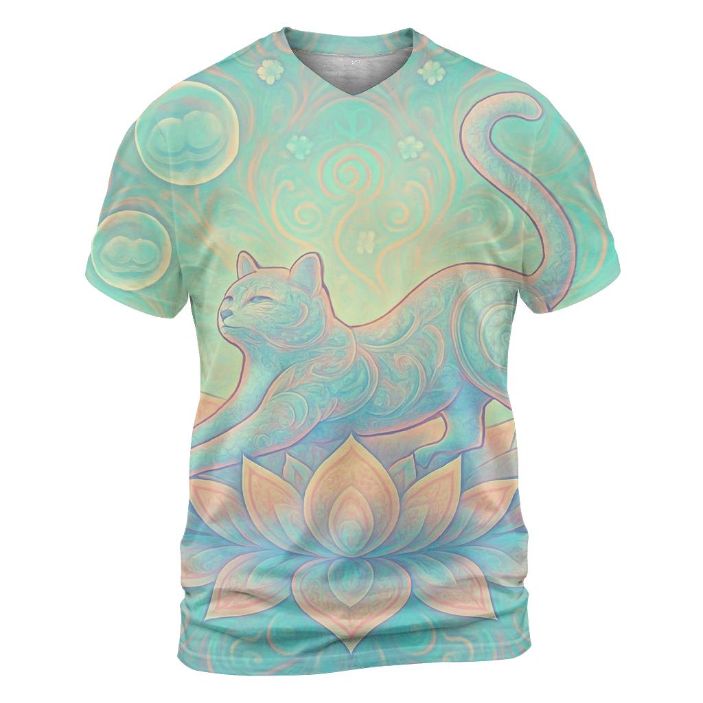 Psychedelic Lotus Dream Cat custom all-over print shirts