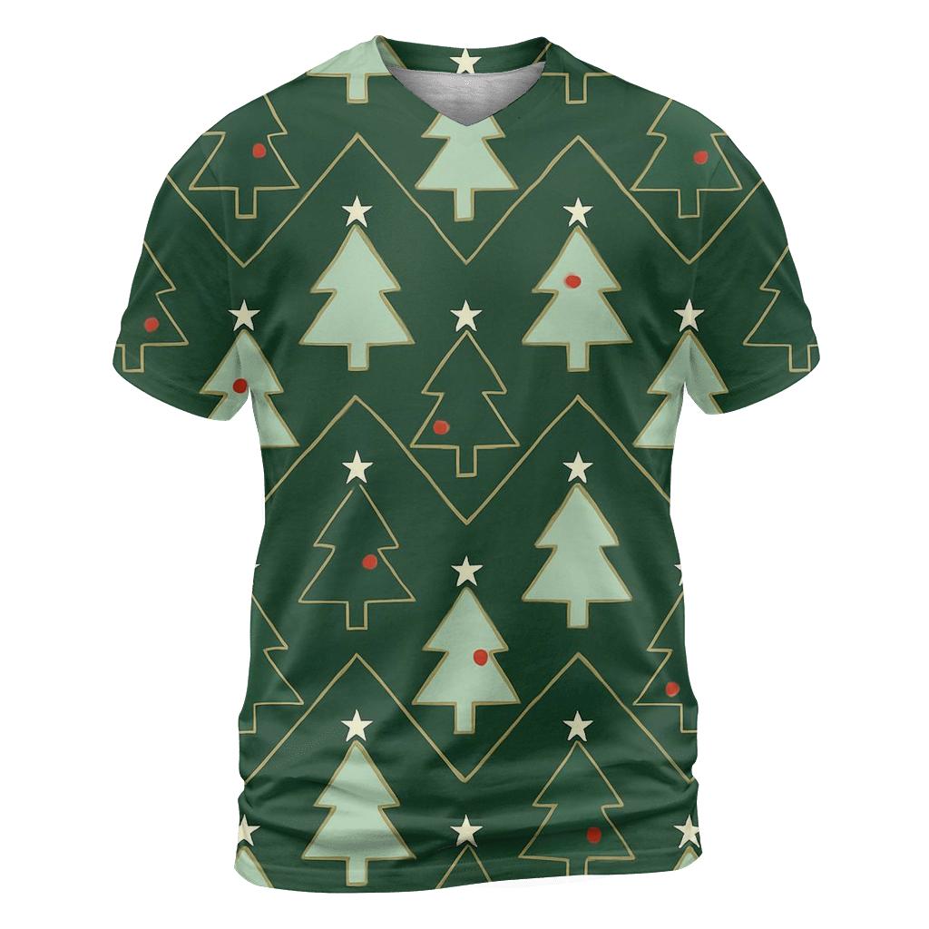 Pine Tree Chevron Forest On Deep Green unique graphic print tees