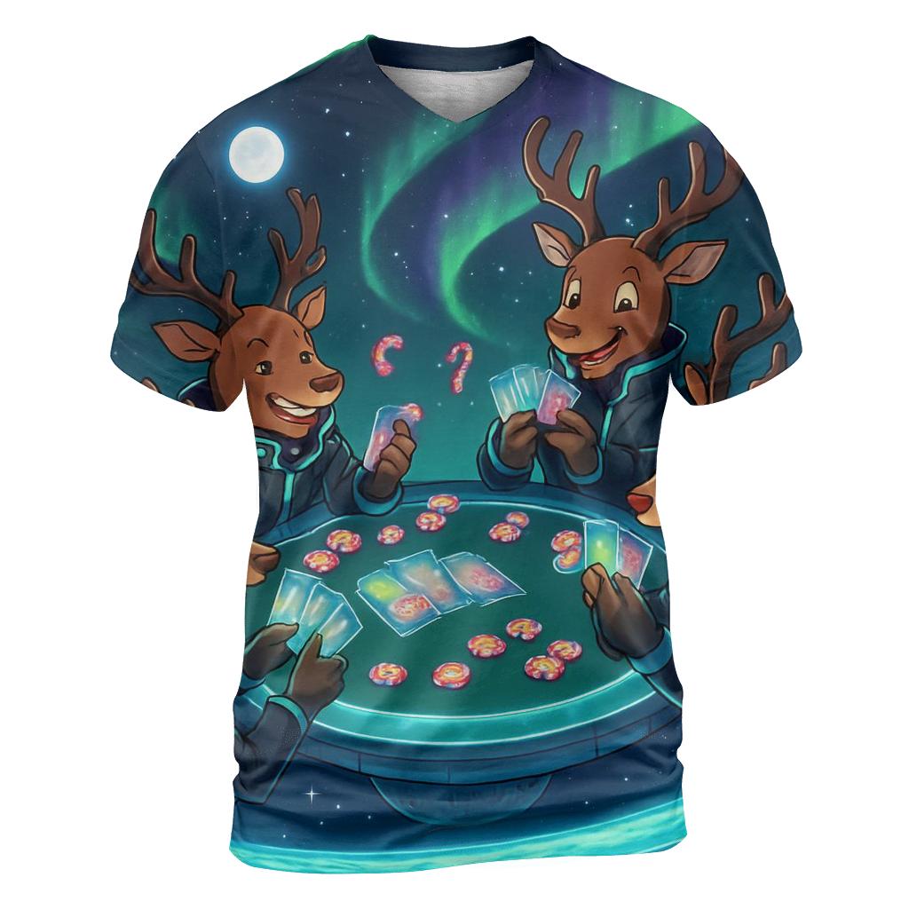 Aurora Reindeer Poker Orbit creative print fashion shirts