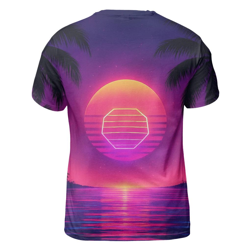 Neon Lagoon Sundown artistic all-over print tops