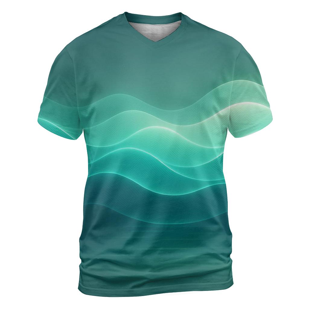 Oceanic Gradient Wave Grid personalized full print shirts