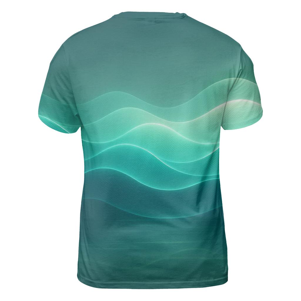 Oceanic Gradient Wave Grid personalized full print shirts