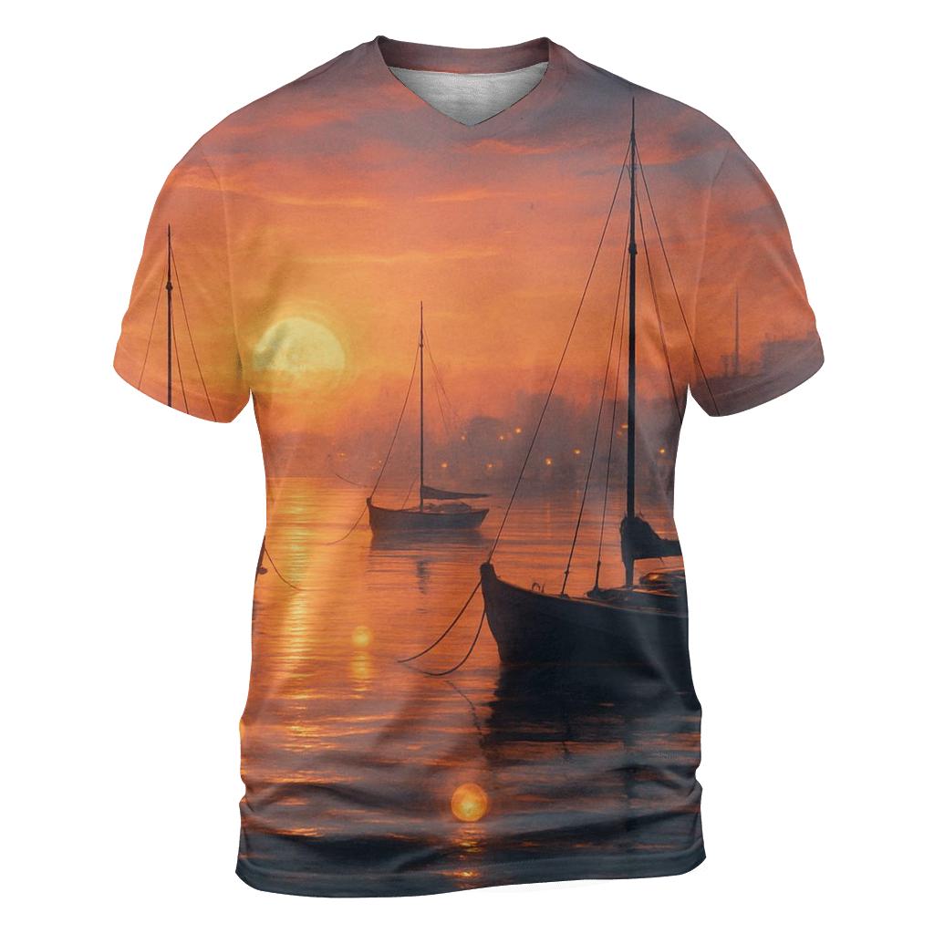 Harbor Lantern Sunset Drift personalized full print shirts