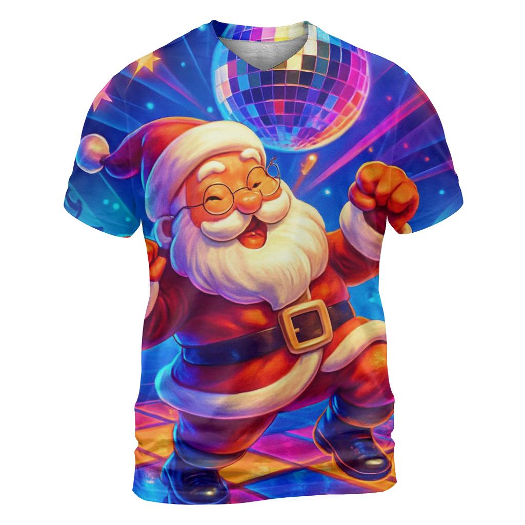 Disco Inferno Santa Dance Floor trendy printed shirt styles