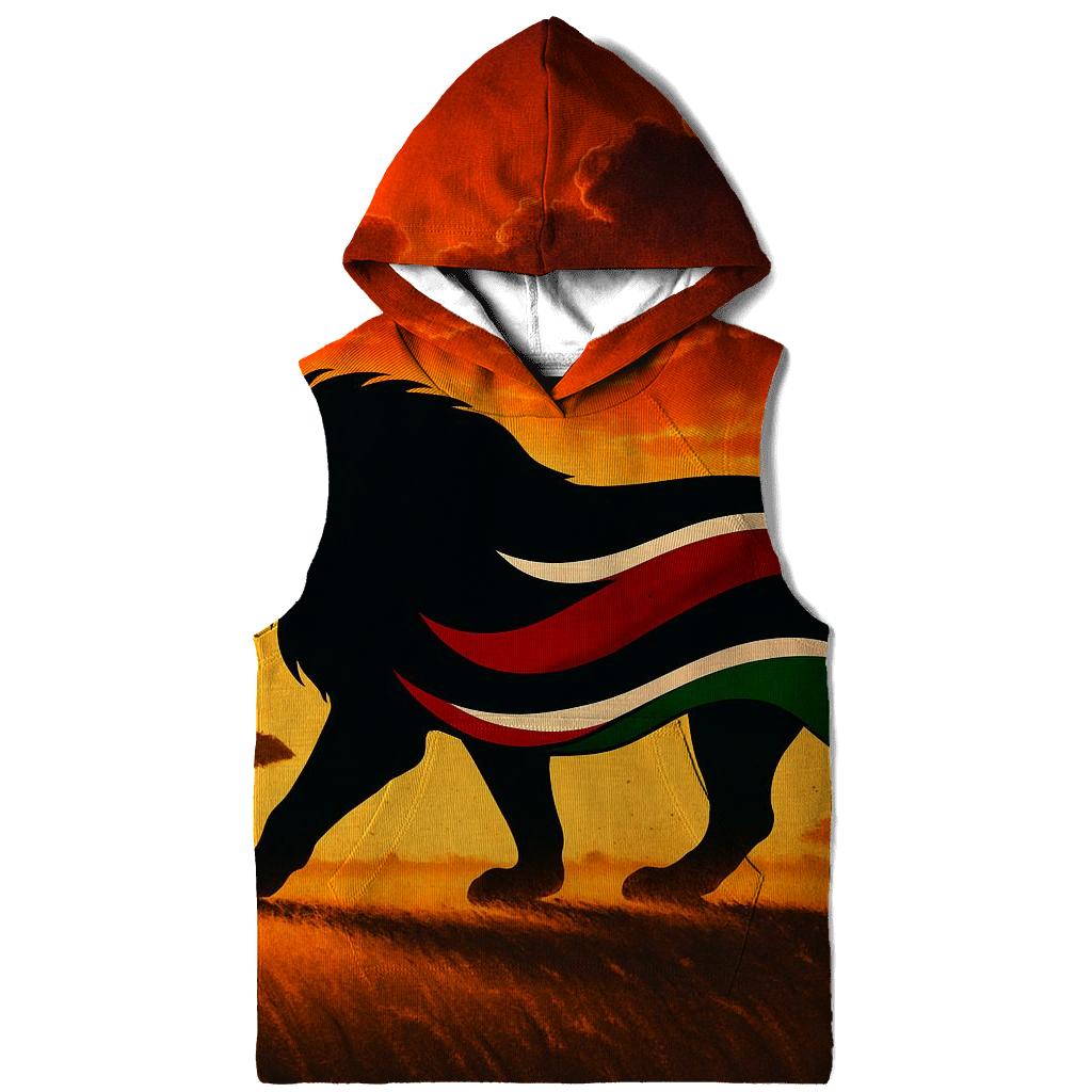 Kenyan Savannah Lion Flag Silhouette lightweight hoodies