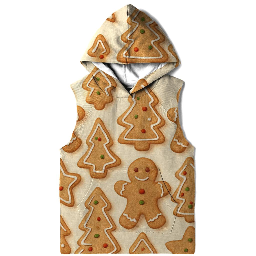 Gingerbread Cookie Grid On Warm Cream embroidered hoodies