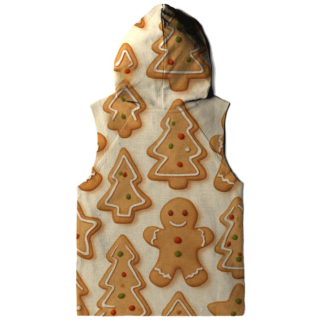 Gingerbread Cookie Grid On Warm Cream embroidered hoodies