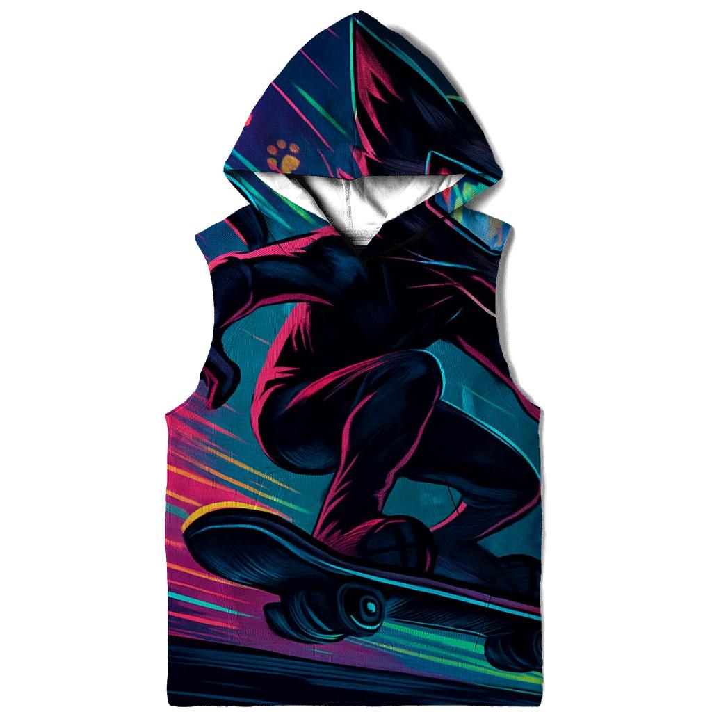 Chromatic Cyber Skate Cat graphic hoodies