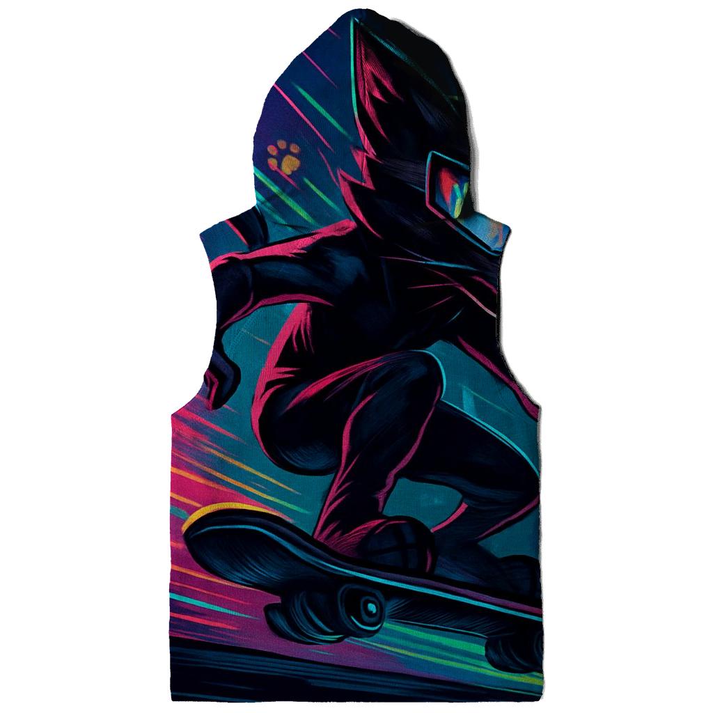 Chromatic Cyber Skate Cat graphic hoodies