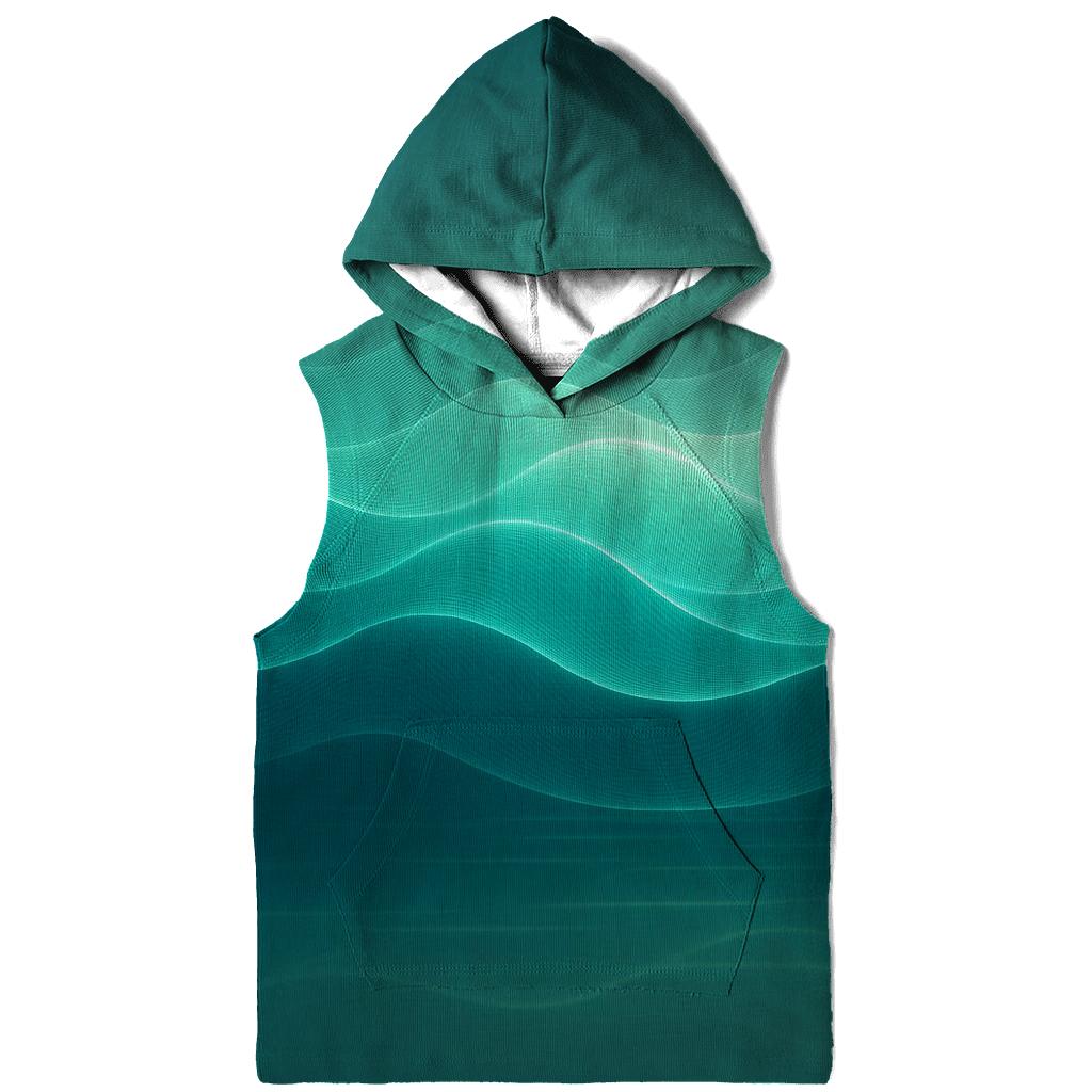 Oceanic Gradient Wave Grid premium hoodies