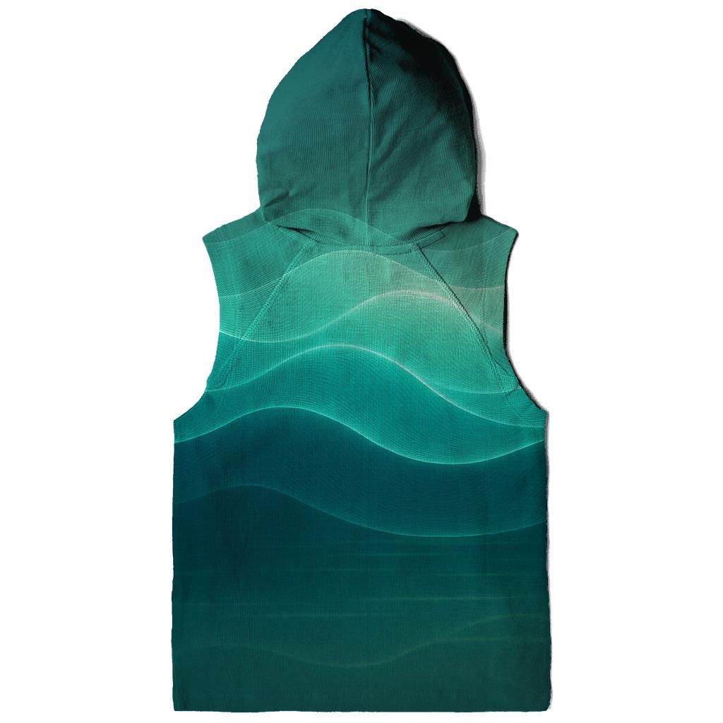 Oceanic Gradient Wave Grid premium hoodies