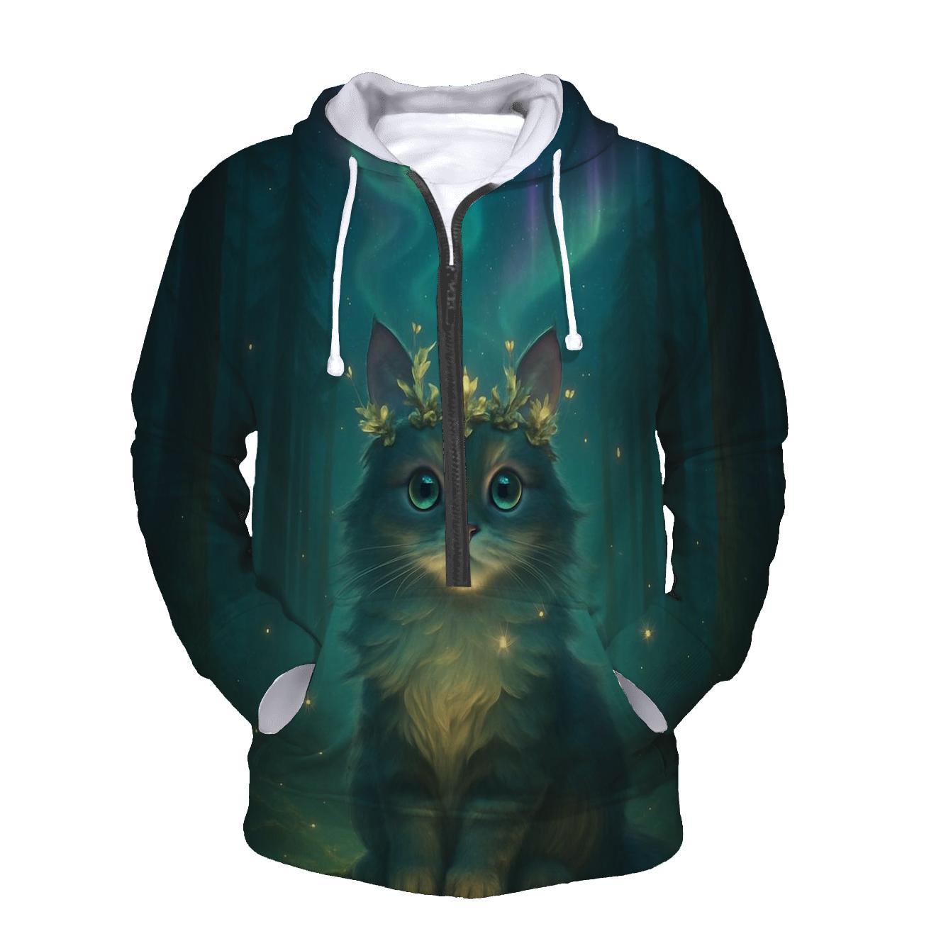 Aurora Crowned Forest Cat heavyweight hoodies