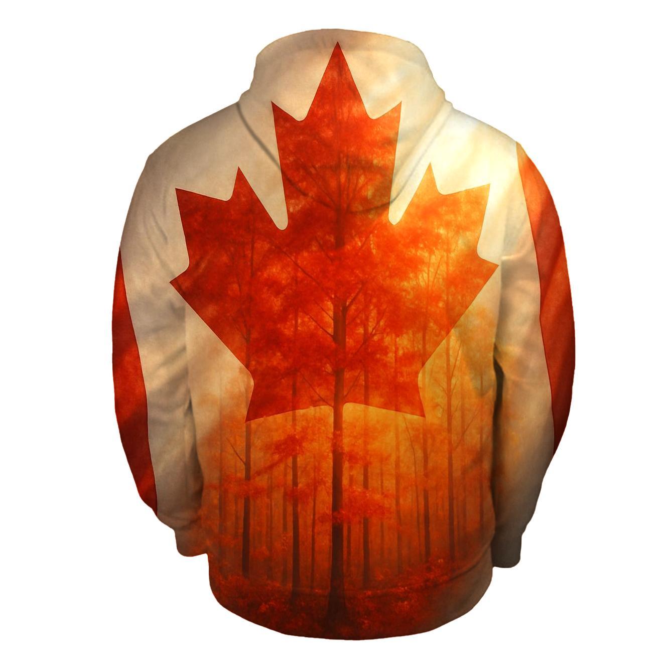 Canadian Maple Forest Double Exposure Flag hoodie trends