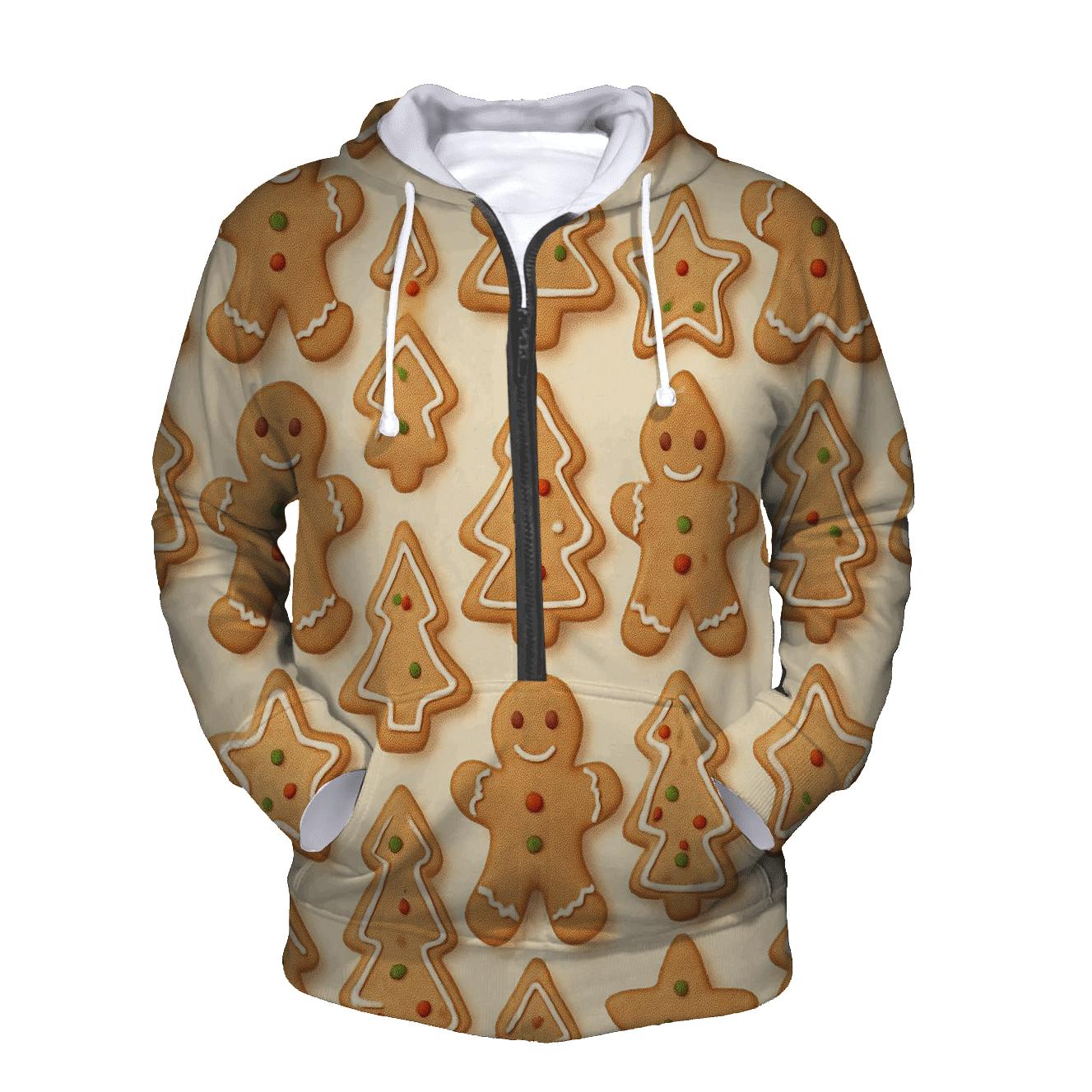Gingerbread Cookie Grid On Warm Cream hoodie designs