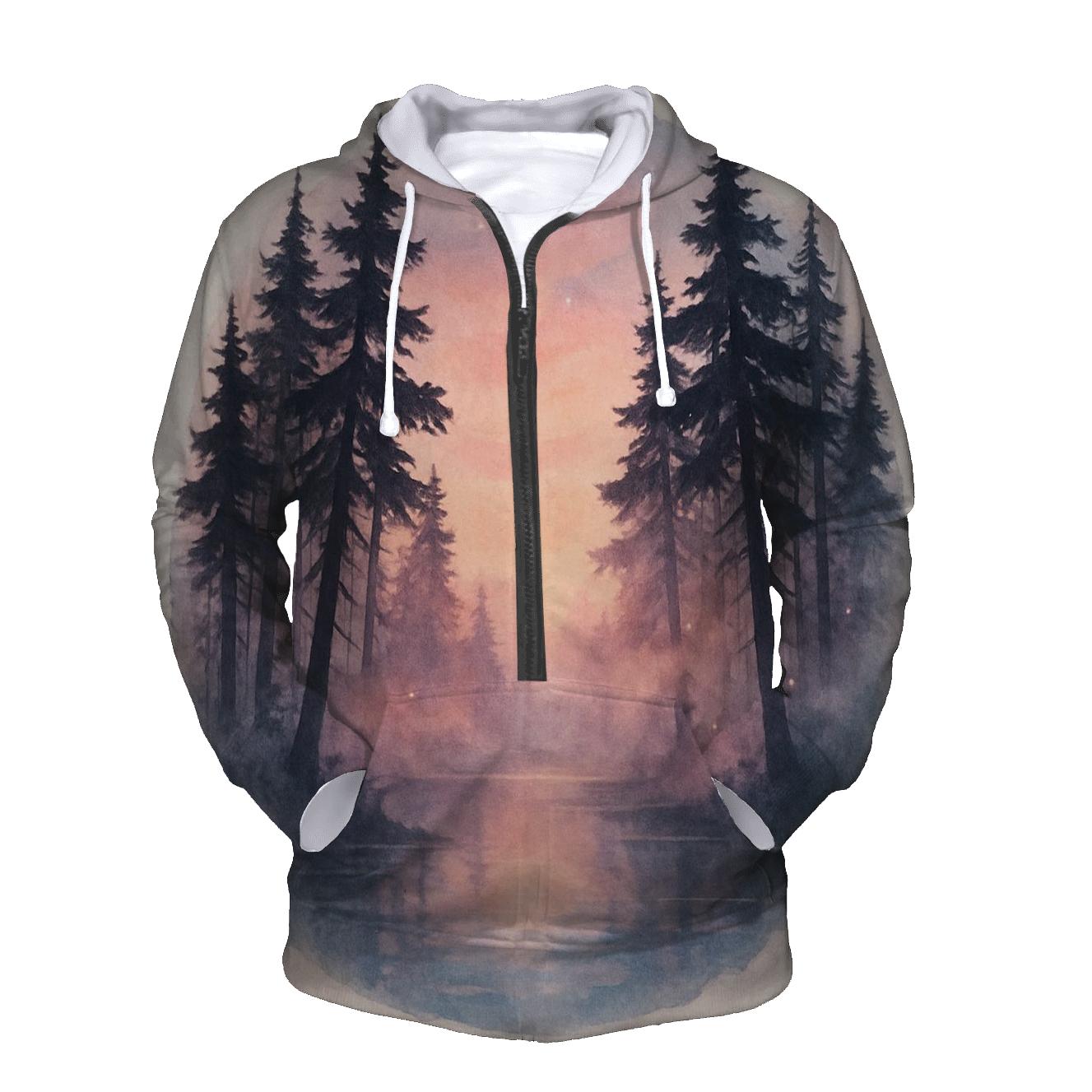 Whispering Pines At Rose Dusk zip-up hoodies