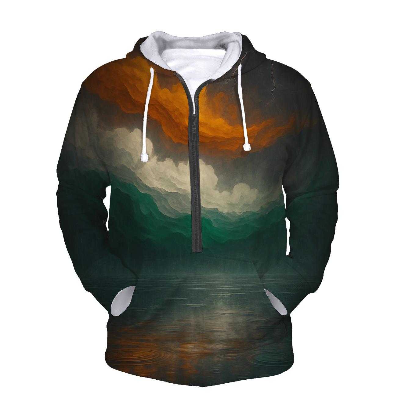 Indian Monsoon Sky Abstract Flag Reflection embroidered hoodies