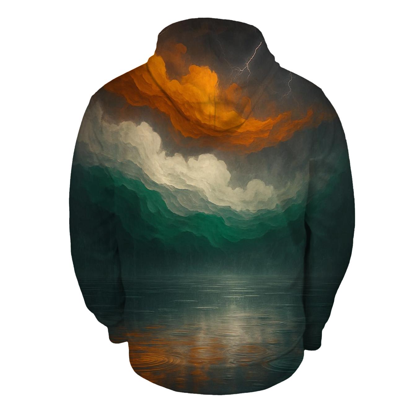 Indian Monsoon Sky Abstract Flag Reflection embroidered hoodies
