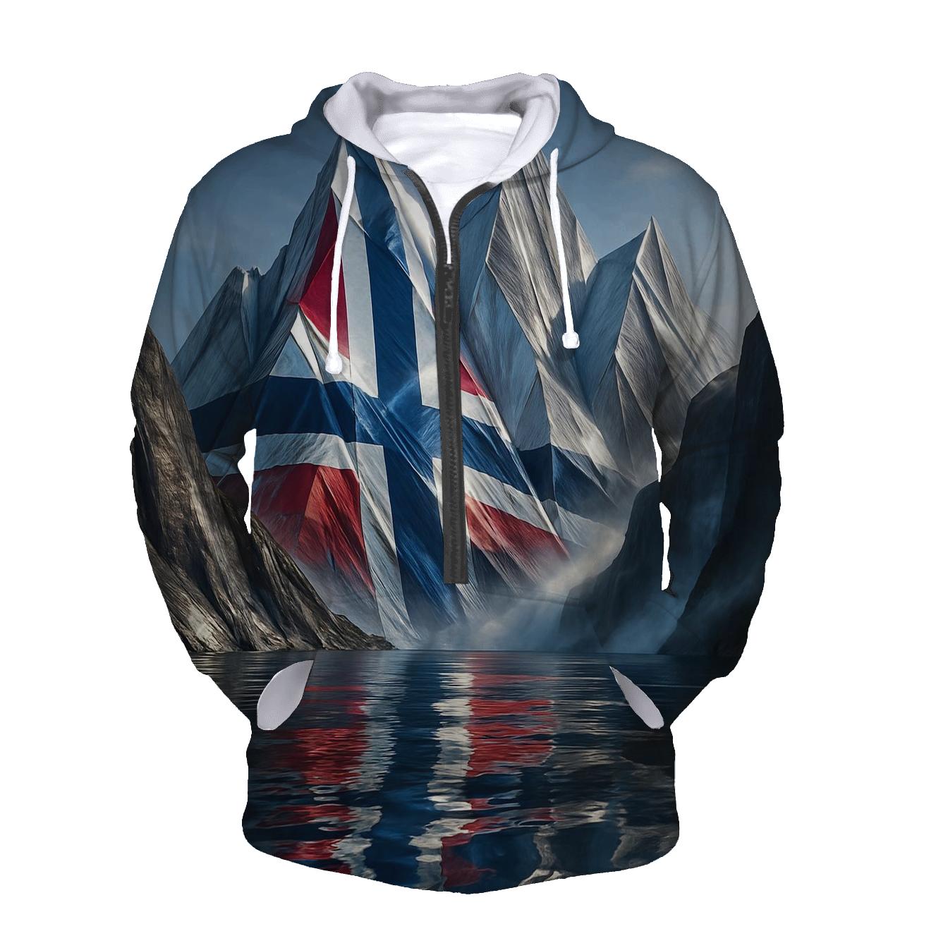 Norwegian Fjord Metallic Flag Peaks premium hoodies