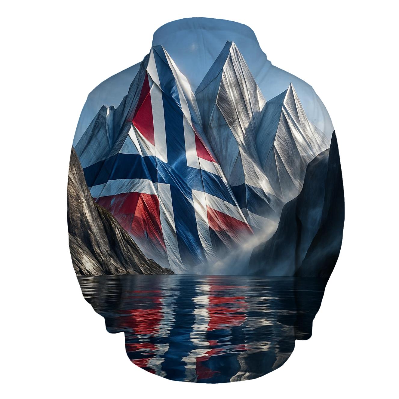 Norwegian Fjord Metallic Flag Peaks premium hoodies
