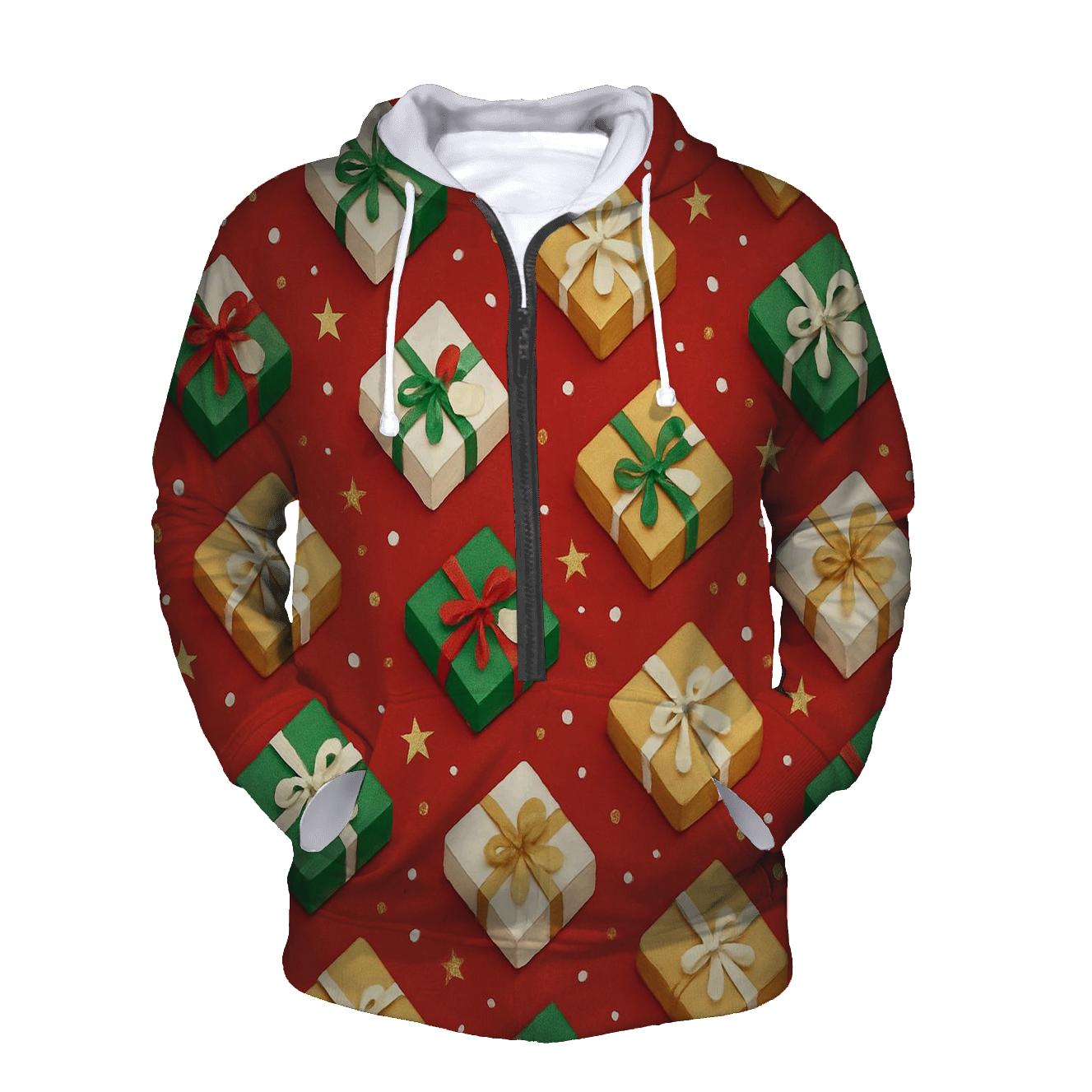 Gift Box Diagonal Parade On Festive Red graphic hoodies