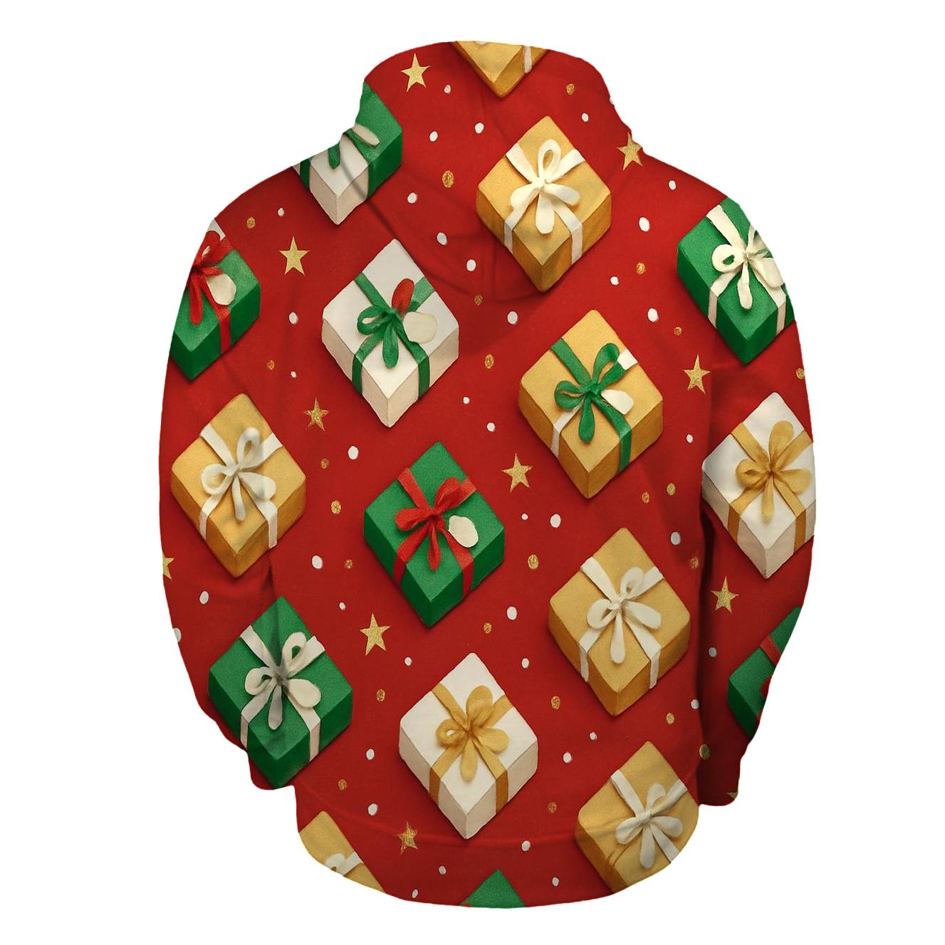 Gift Box Diagonal Parade On Festive Red graphic hoodies