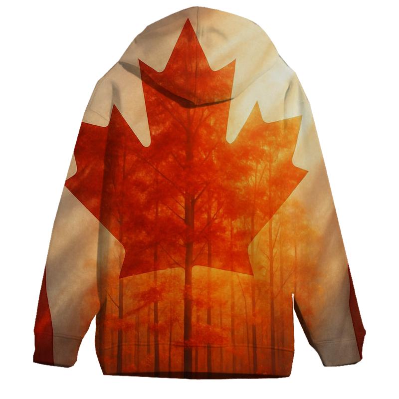 Canadian Maple Forest Double Exposure Flag graphic hoodies