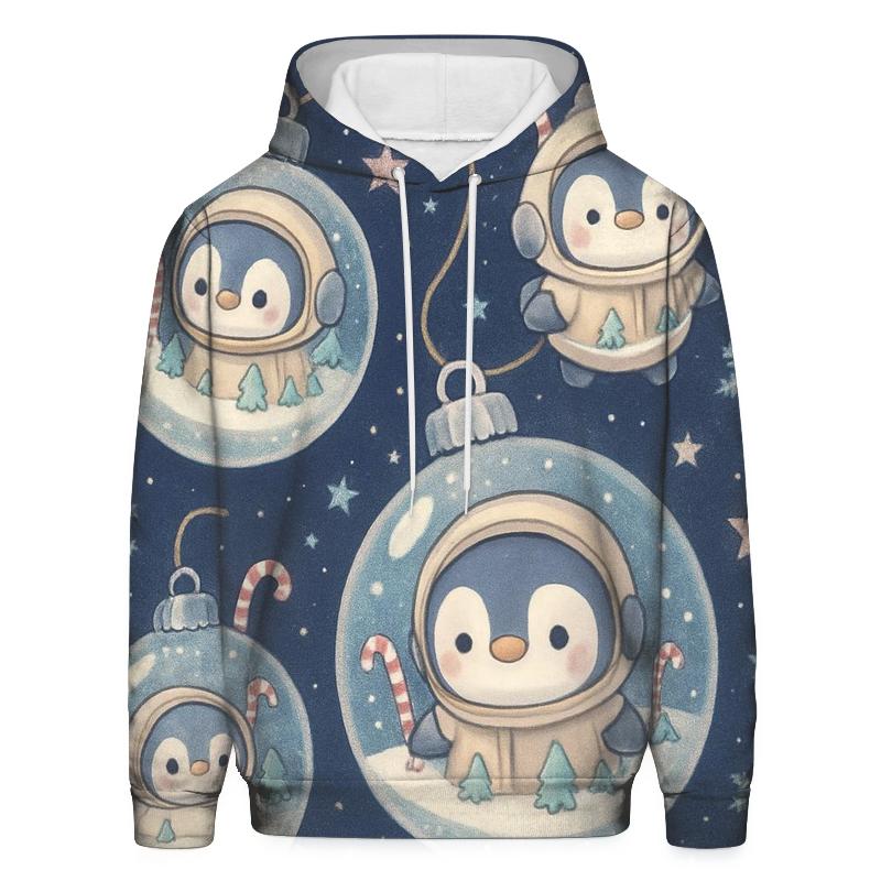 Penguin Astronaut Ornament Cluster embroidered hoodies