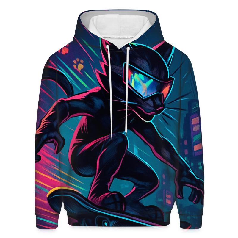 Chromatic Cyber Skate Cat hoodie styles