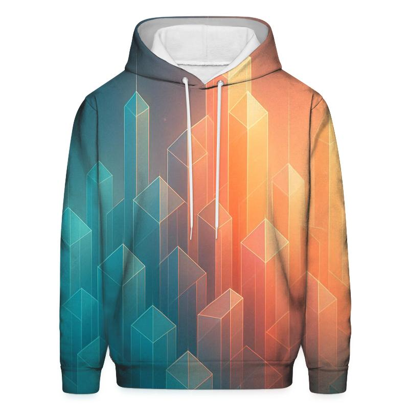 Gradient Lattice Crystal City printed hoodies