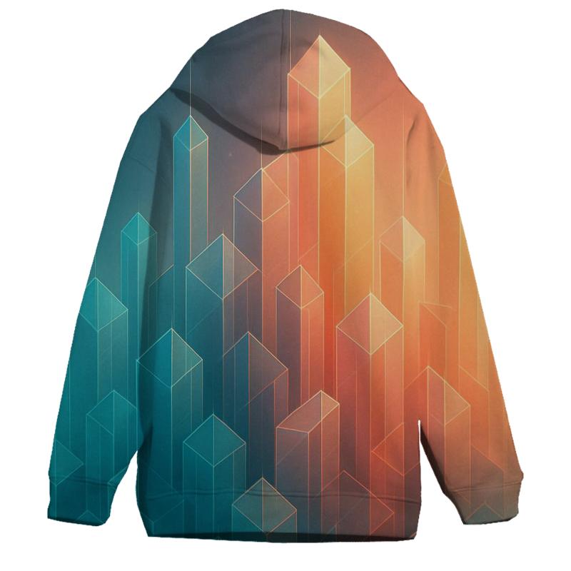 Gradient Lattice Crystal City printed hoodies
