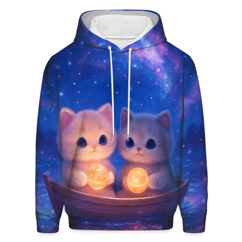 Galaxy Lantern Boat Kittens lightweight hoodies