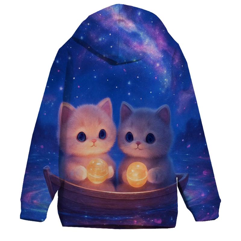 Galaxy Lantern Boat Kittens lightweight hoodies