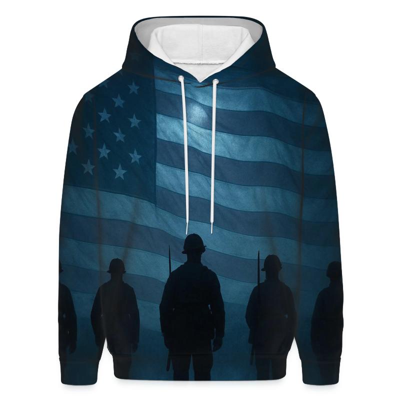 Midnight Battlefield Silhouettes embroidered hoodies