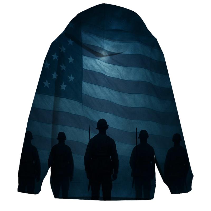 Midnight Battlefield Silhouettes embroidered hoodies