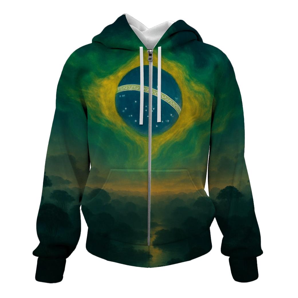 Brazilian Rainforest Flag Aurora embroidered hoodies