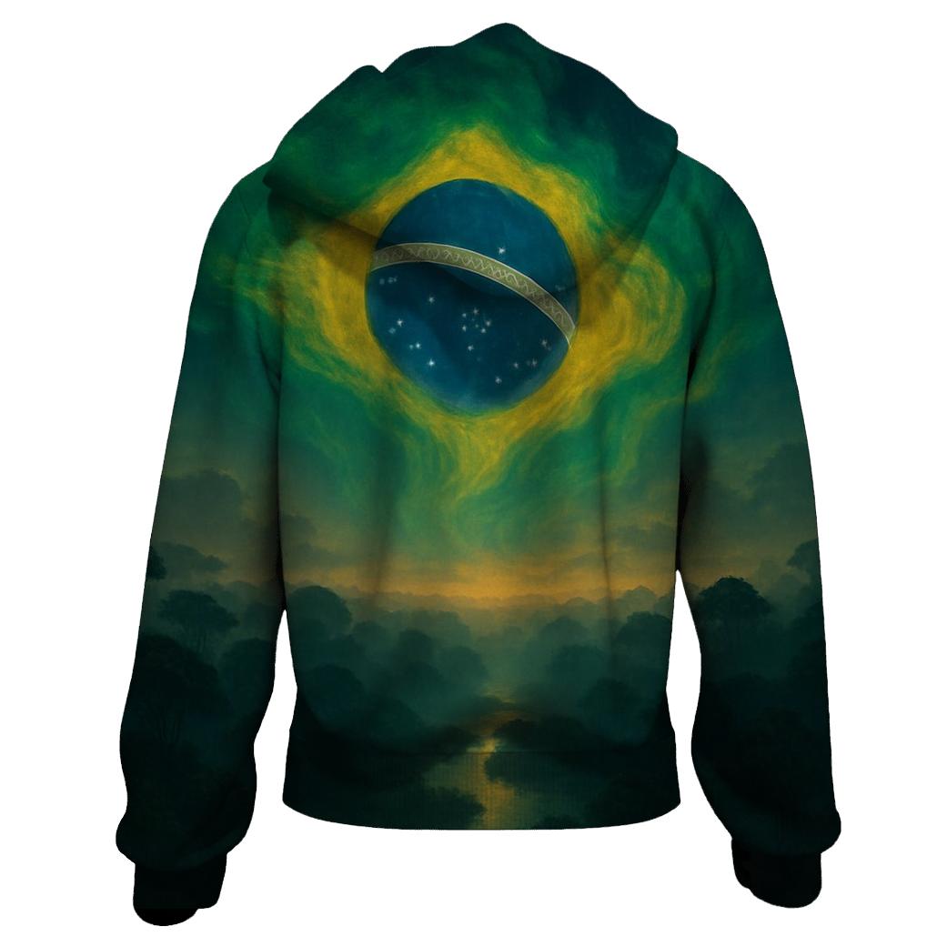 Brazilian Rainforest Flag Aurora embroidered hoodies